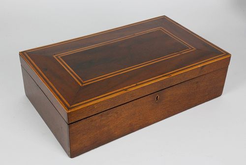 Antique Mahogany Jewelry Box with Line Inlay