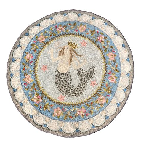Claire Murray Round Mermaid Hooked Rug