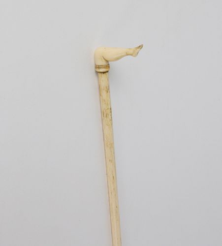 Antique Sailor Made Whalebone and Ivory Naughty Leg Pointer