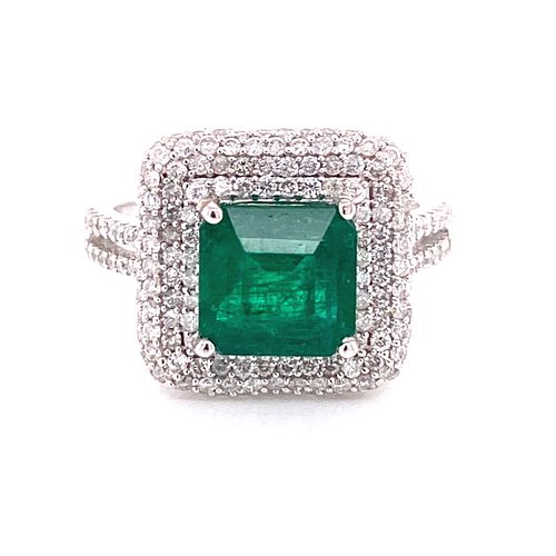 18K Emerald And Diamond Ring