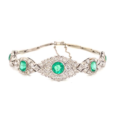 1920Õ 18K Emerald Diamond BraceletÊ