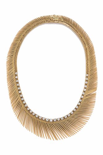 VAN CLEEF & ARPELS, YELLOW GOLD AND DIAMOND 'CHEVEUX D'ANGE' NECKLACE