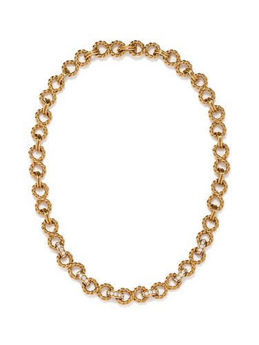 TIFFANY & CO., YELLOW GOLD AND DIAMOND 'INFINITY' NECKLACE