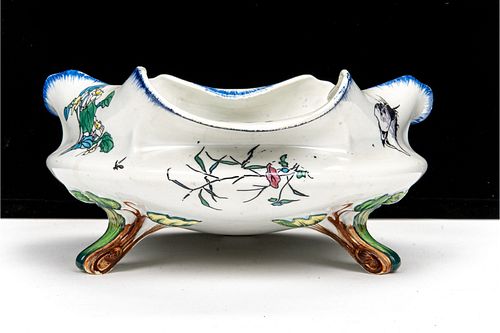 Art Nouveau French Creil Porcelain Center Bowl with Modèle Rousseau décor
