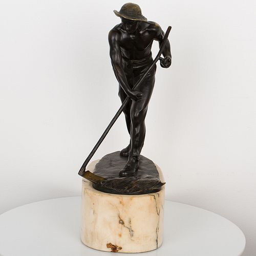 Bronze of a Man with Sythe  by E. Wagner