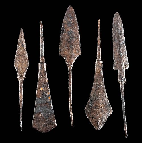 Lot of 5 Medieval European Iron Arrowheads