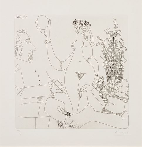 Pablo Picasso
(Spanish, 1881-1973)
Peintre devant une Trois Graces, 1968