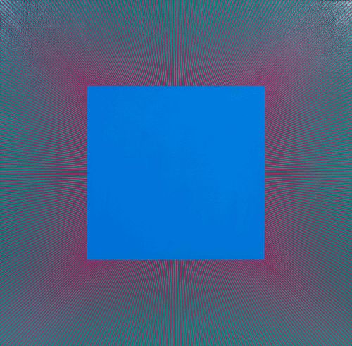  Richard Anuszkiewicz 
(American, 1930-2020)
Blue Square with Red & Green, 1979