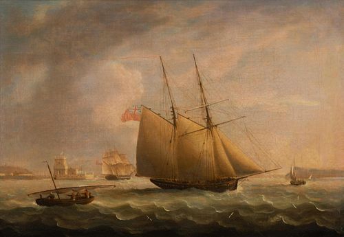 Thomas Buttersworth
(British, 1768-1842)
His Majesty's Ships Off the Tower of Belem