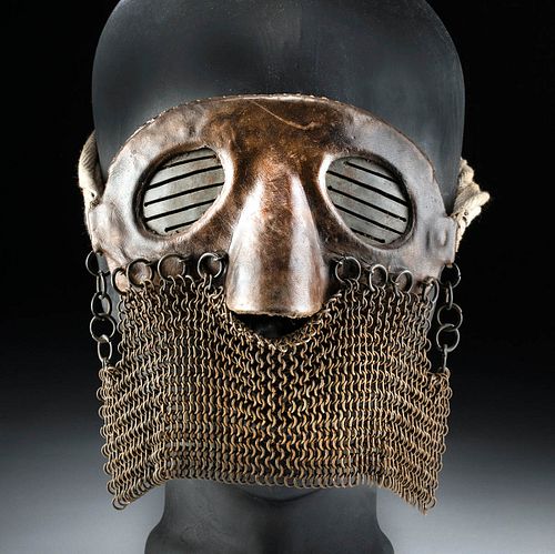 Western European WWI Leather & Iron Mail Splatter Mask
