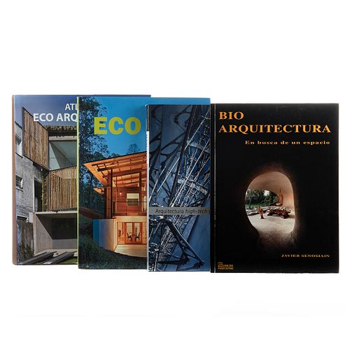 Libros sobre Eco Arquitectura. Eco Living / Atlas de Eco Arquitectura / Eco - Tech / Bio Arquitectura. Piezas: 4.