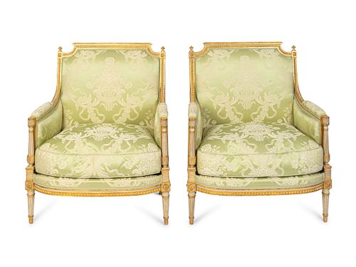 A Pair of Louis XVI Style Giltwood Marquises
Height 39 1/2 x width 32 x depth 24 inches.
