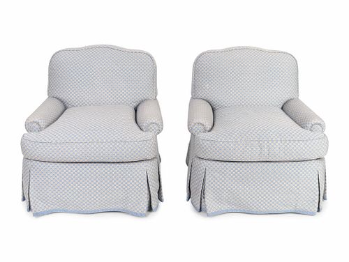 A Pair of Contemporary Upholstered Club Chairs
Height 31 x width 30 x depth 32 inches.