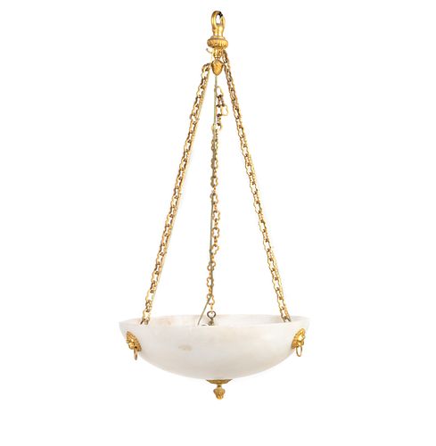 A Neoclassical Style Alabaster Ceiling Fixture
Height 34 x diameter 18 inches.