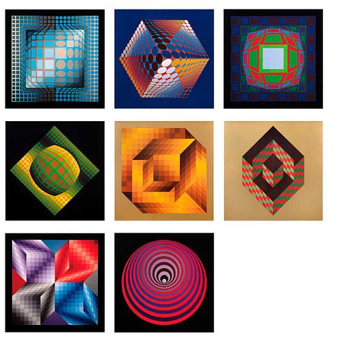 VICTOR VASARELY, Vasarely Progressions, Unsigned, Digital print, in binder w/o print number, Pieces: 8