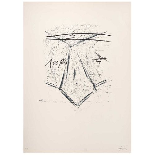 ANTONI TÁPIES, Llambrec 12, 1975, Signed, Lithography 18 / 75, 18.5 x 14.9" (47 x 38 cm) plate, 29.9 x 22" (76 x 56 cm) size of paper