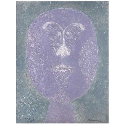 RUFINO TAMAYO, Cabeza en violeta, 1976, Signed, Etching P. de A. IV / X, 29.9 x 22" (76 x 56 cm)