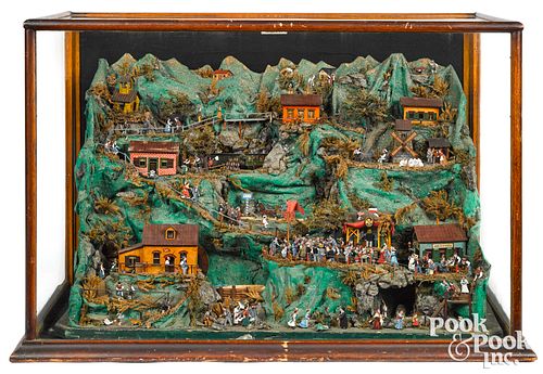 Large animated putz-type mountain village diorama