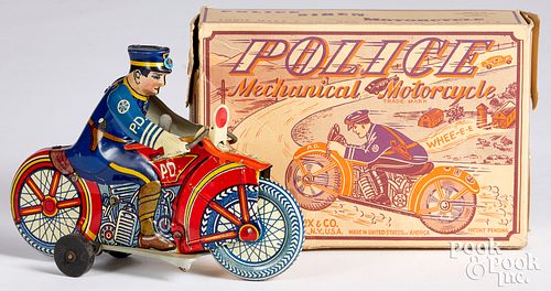 Marx tin wind-up Police Mechanical Motorcycle