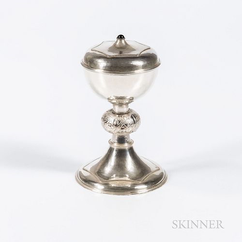 George V Sterling Silver Covered Chalice, London, 1924-25, Guild of Handicraft, maker, with an engraved inscription to the underside of