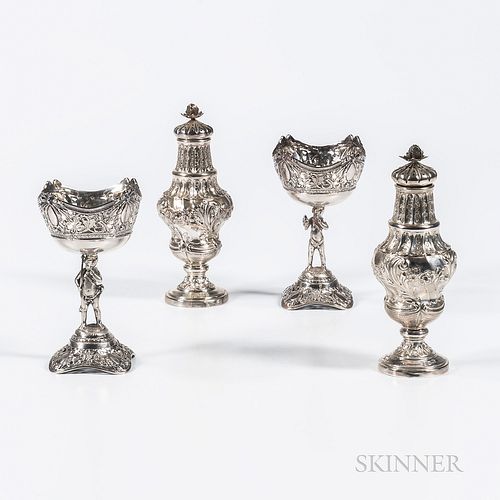 Sixteen Pieces of Continental Silver Tableware, probably Germany, late 19th/early 20th century, bearing English pseudo marks, eight eac