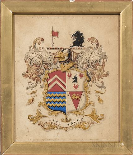 British School, 19th Century, Two Framed Coats of Arms: Sir Alfred Jodrell of Bayfield and Hyde of Pangbourne in Berkshire, Hyde signed