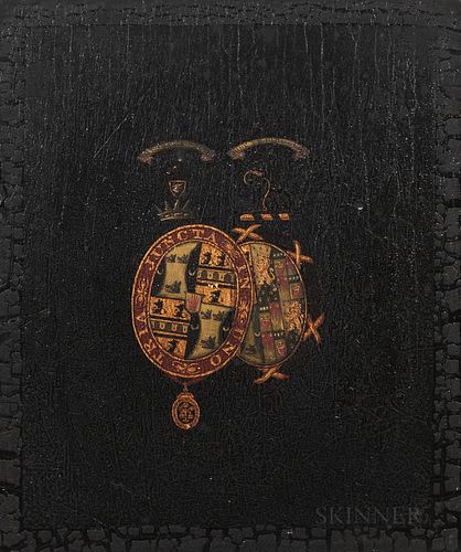 British School, 19th Century, Three Armorial Painted Coach Panels, Unsigned., Condition: Craquelure, drying cracks, minor paint losses,