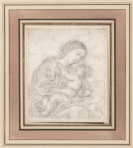 Flemish School, 17th Century, Madonna and Child, Half-length View, Unsigned, inscribed "H. van Balen" on the back of the mount., Condit