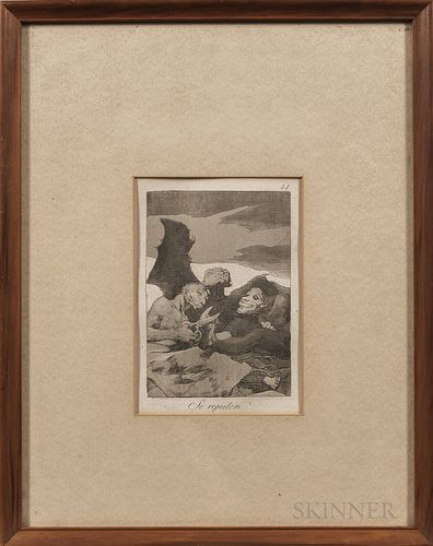 Francisco José de Goya y Lucientes (Spanish, 1746-1828) Two Framed Prints: Se Repulen and Aveugle Enlevé sur les Cornes d'un Taureau Se