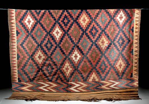 19th C. Kilim Wool Rug w/ Traditional Motifs