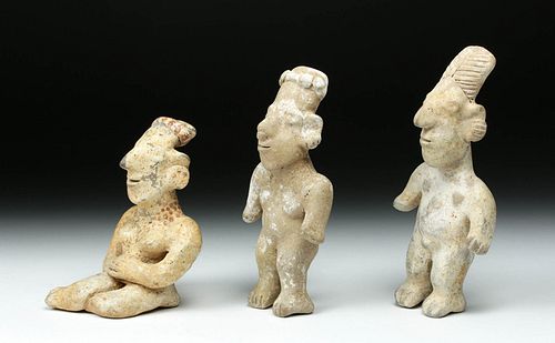 Trio of Fine Jalisco Buffware Pottery Figures
