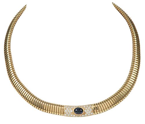 14kt. Sapphire and Diamond Tubogas Necklace