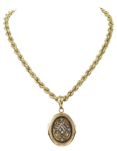 Antique 18kt. Locket and Chain 
