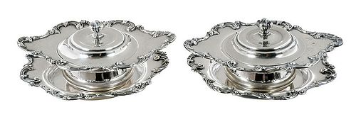 Set of 12 Sterling Pot de Creme with Underplates 