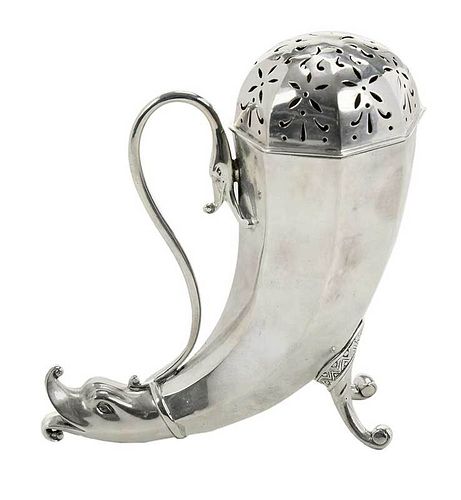 English Silver Horn Form Sugar Caster