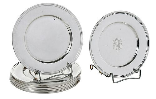 Nine Sterling Bread and Butter Plates