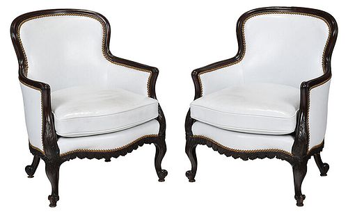 Pair Chippendale Style Mahogany Club Chairs