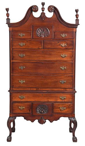 Chippendale Style Carved Mahogany High Chest