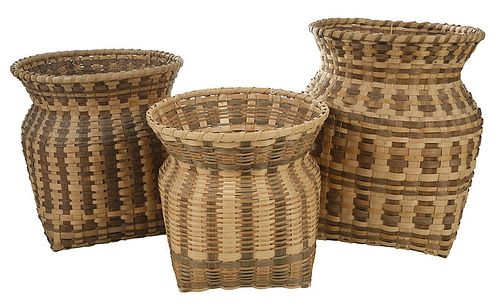 Three Cherokee Oak Split Storage Baskets