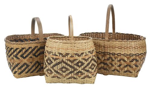 Three Cherokee River Cane Baskets