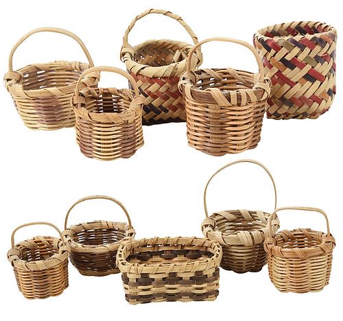 Ten Miniature Cherokee Baskets