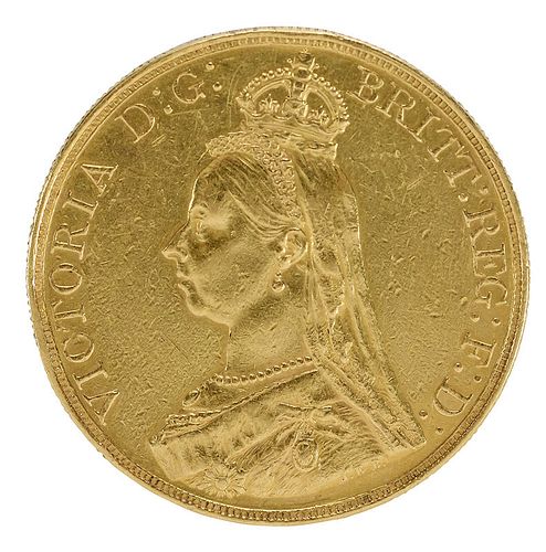 1887 British œ5 Gold Coin 