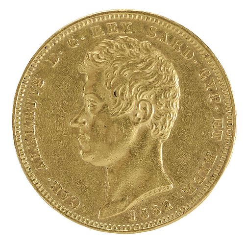 1832-P Italian (Sardinia) 100 Lire Gold Coin