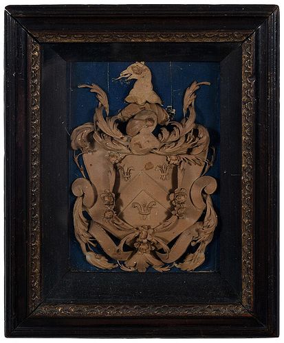 English Shaped and Cut Paper Coat of Arms