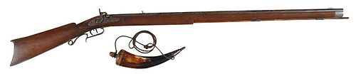 Percussion Rifle with Powder Horn 