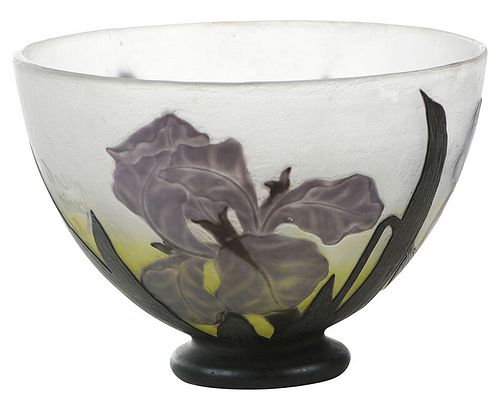 Daum Nancy Cameo Art Glass Iris Bowl