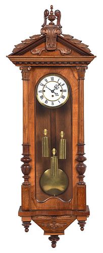 Gustav Becker Three Weight Wall Regulator Clock