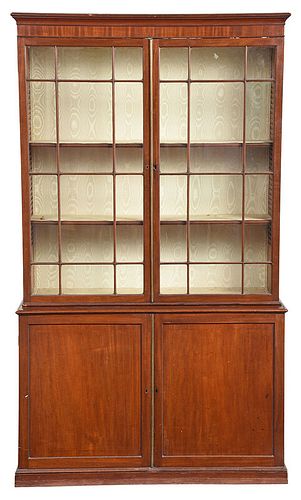 George III Figured Mahogany Bookcase Cabinet