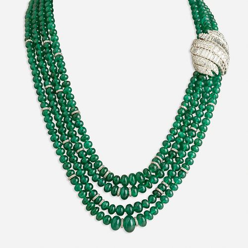 David Webb, Emerald and diamond necklace