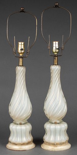 Italian Murano Glass Table Lamps, Pair